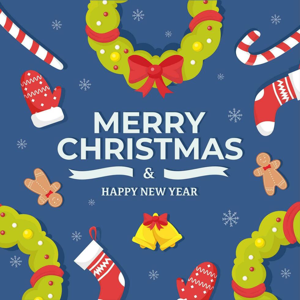 Merry Christmas and Happy New Year greetings vector