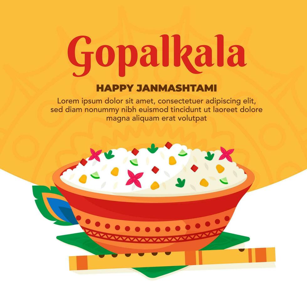 flat gopalkala illustration for social media post vector