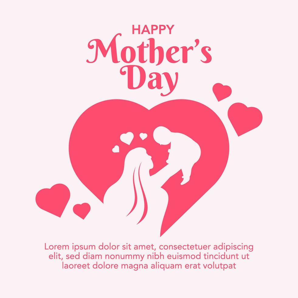 Flat mother's day social media post design template vector