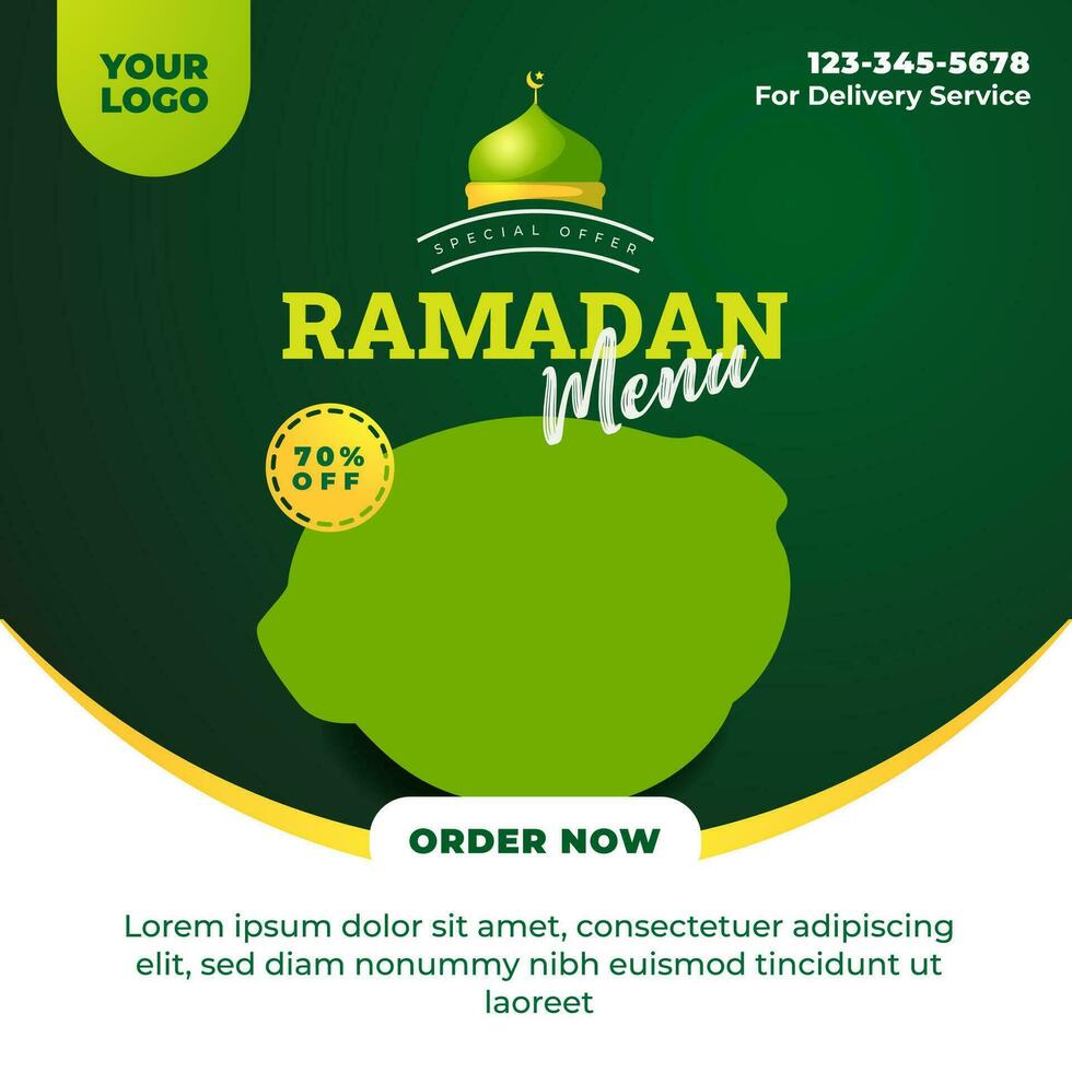 Social media post design template for ramadan. Editable for restaurant food menu promotion. vector