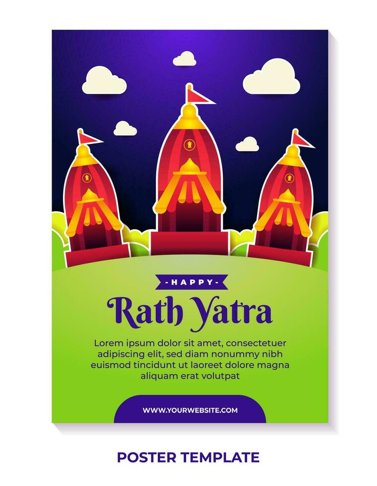 contento rath yatra celebracion para póster diseño vector