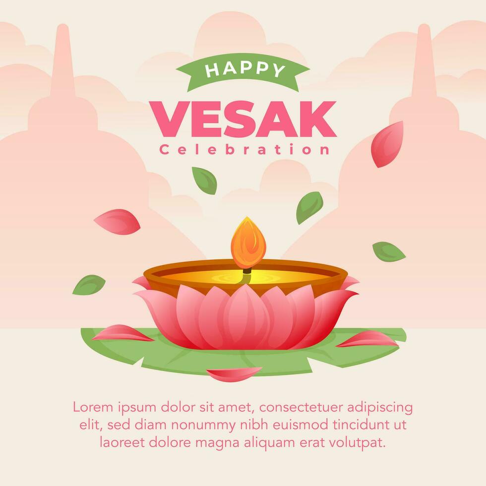 Flat vesak day illustration vector