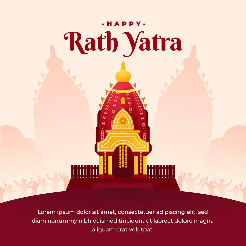 Happy Rath Yatra holiday celebration for social media post vector