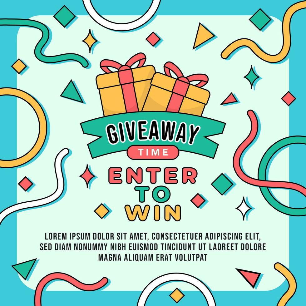 Giveaway contest flat banner social media post design template vector