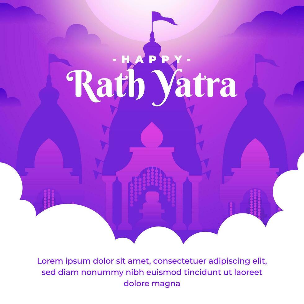 Happy Rath Yatra holiday celebration for social media post vector