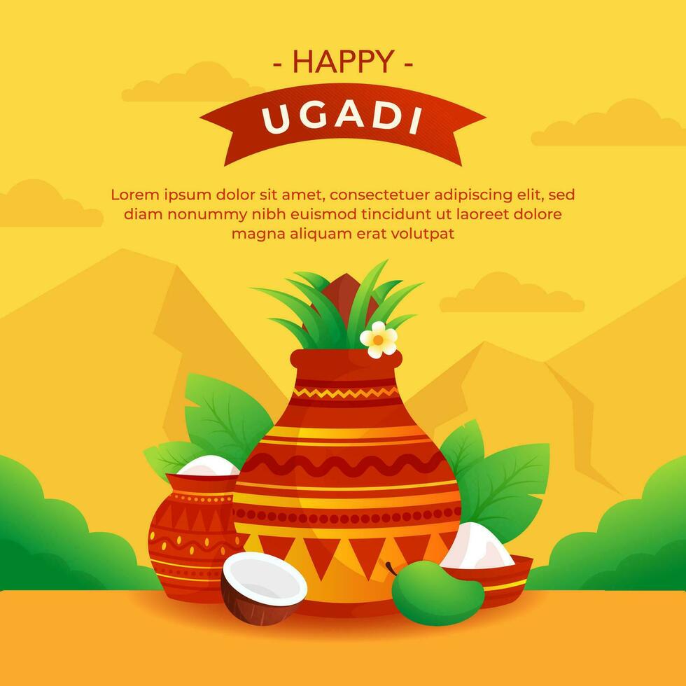 plano contento ugadi para social medios de comunicación enviar diseño modelo vector