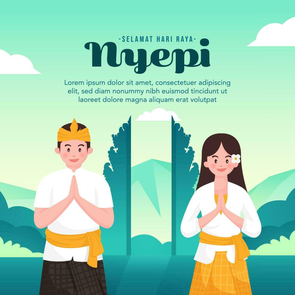 Greeting Bali Day of Silence or Hari Raya Nyepi vector