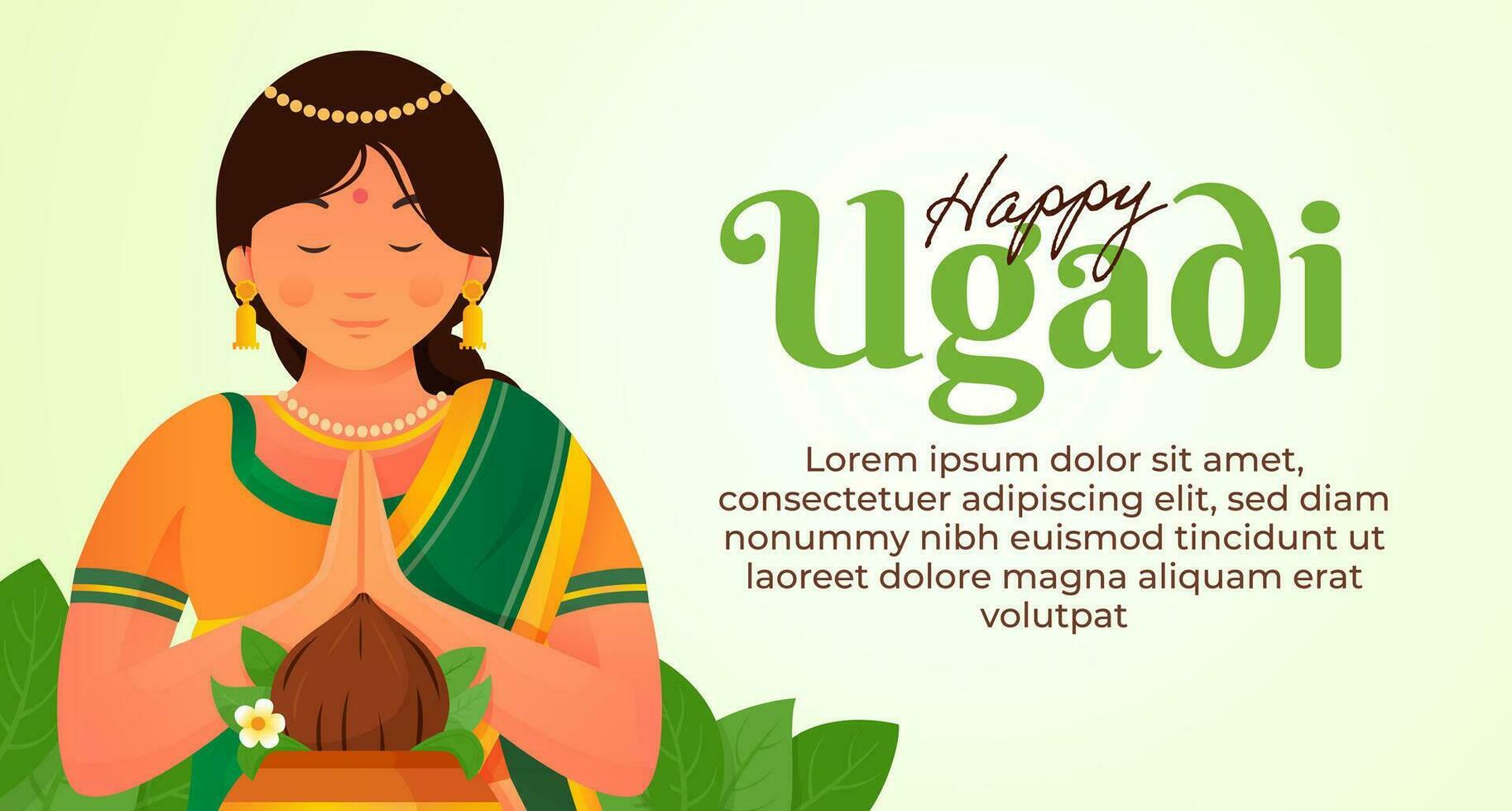 Flat happy ugadi for banner design template vector