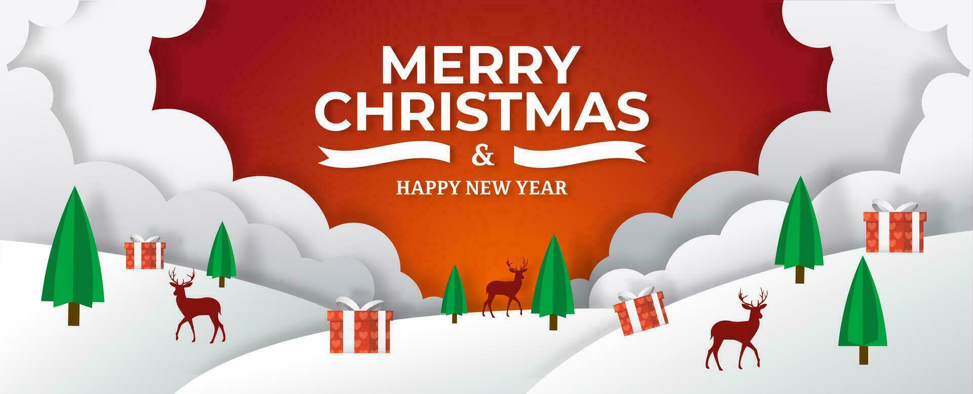 Merry Christmas and Happy New Year banner vector