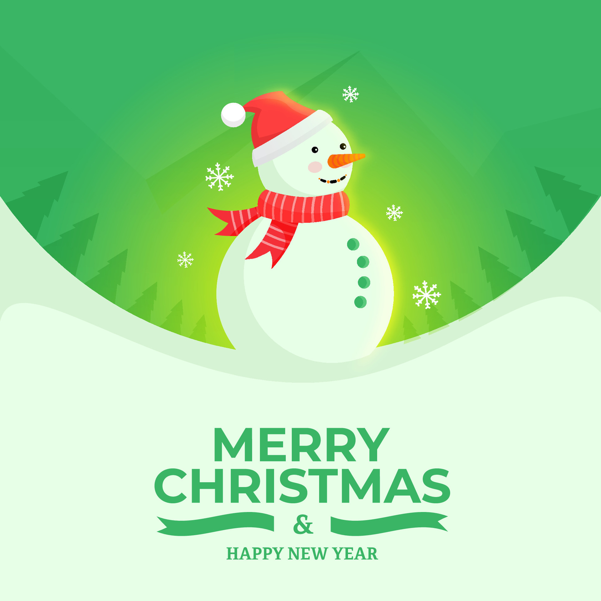Snowman with Merry Christmas and Happy New Year greetings 27265918