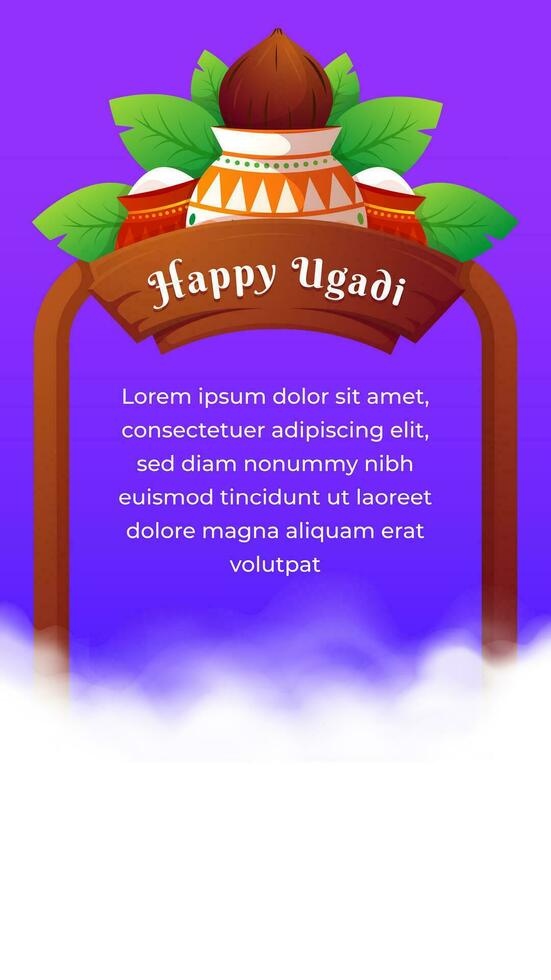 Hand drawn happy ugadi for social media stories design template vector