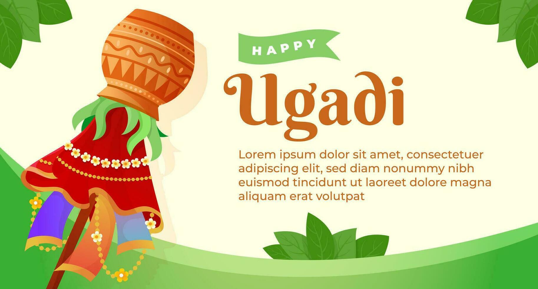 mano dibujado contento ugadi para bandera diseño modelo vector