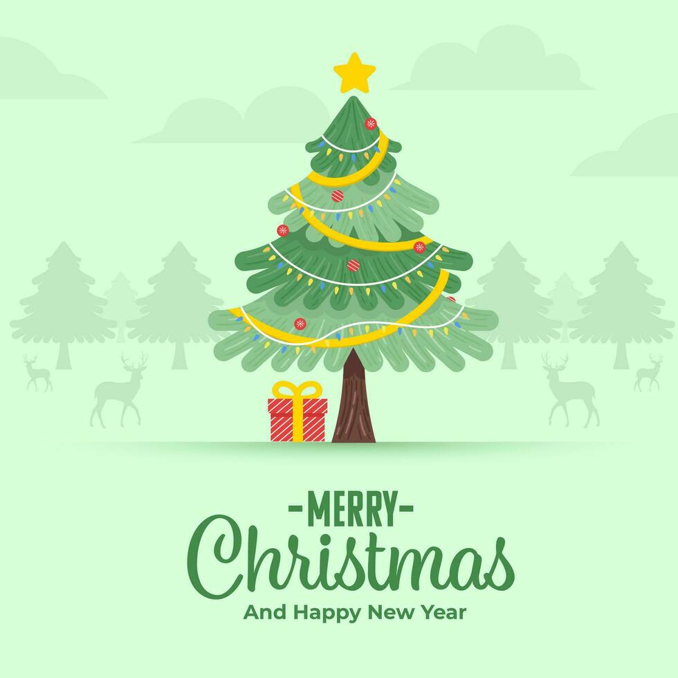 Merry Christmas and Happy New Year greeting vector