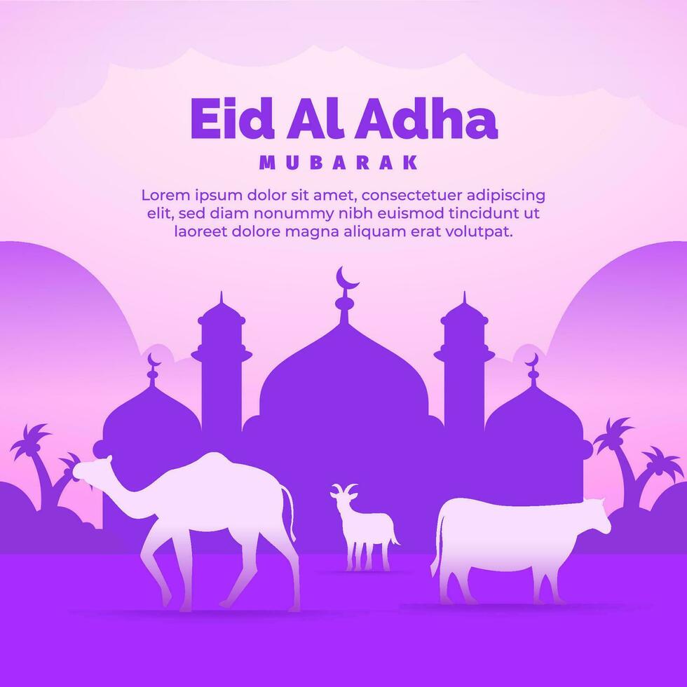 Flat eid al adha mubarak for social media post design template vector