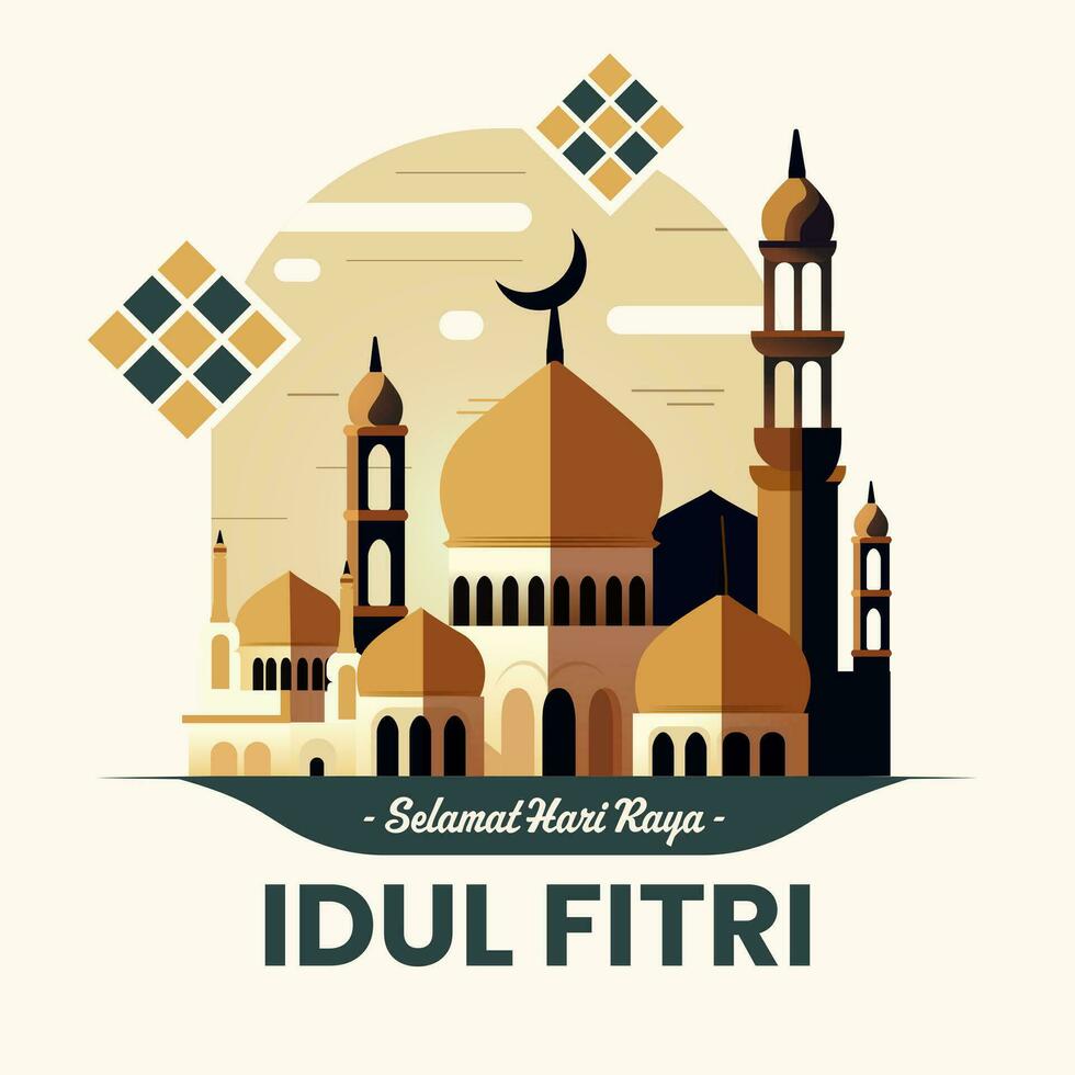 hari raya idul Fitri o eid Mubarak ilustración vector