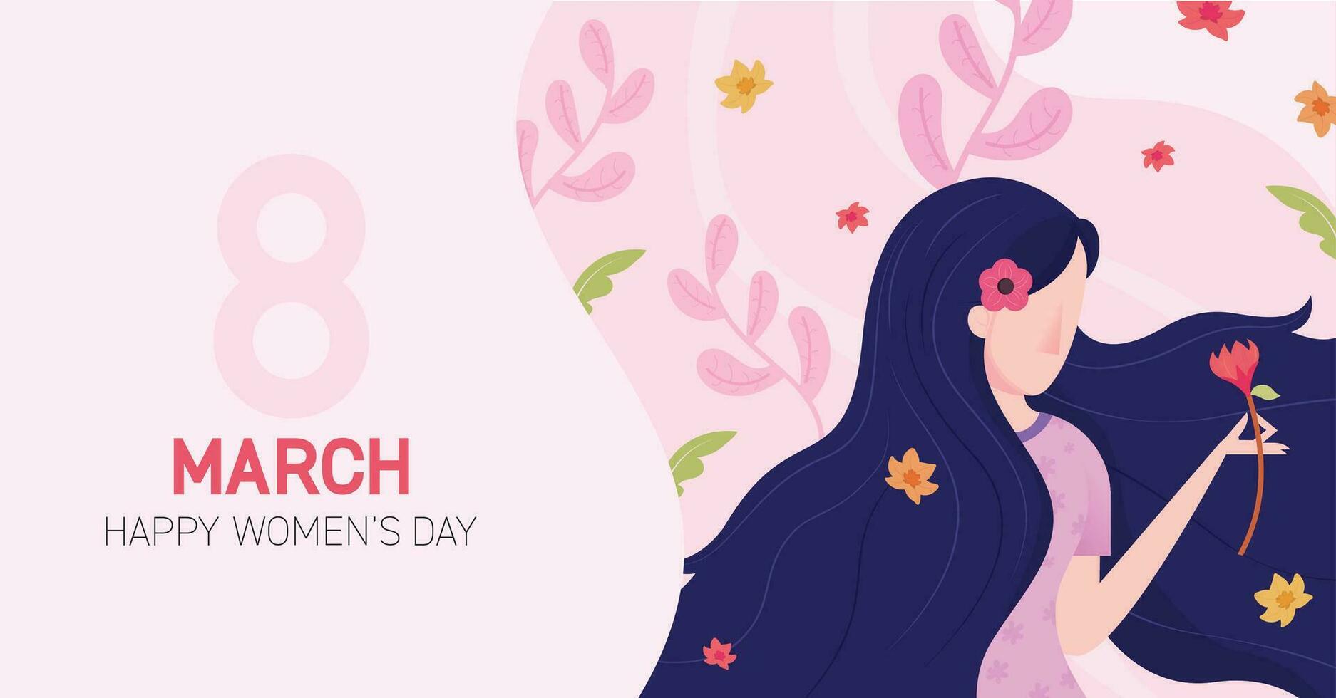 Young girl banner design for International Women's Day celebration vector