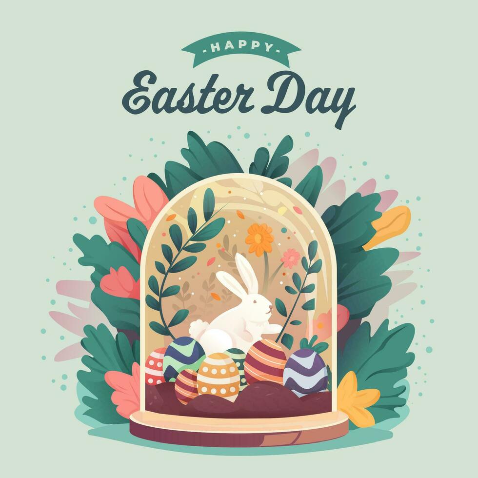 Happy Easter Day social media post design template vector