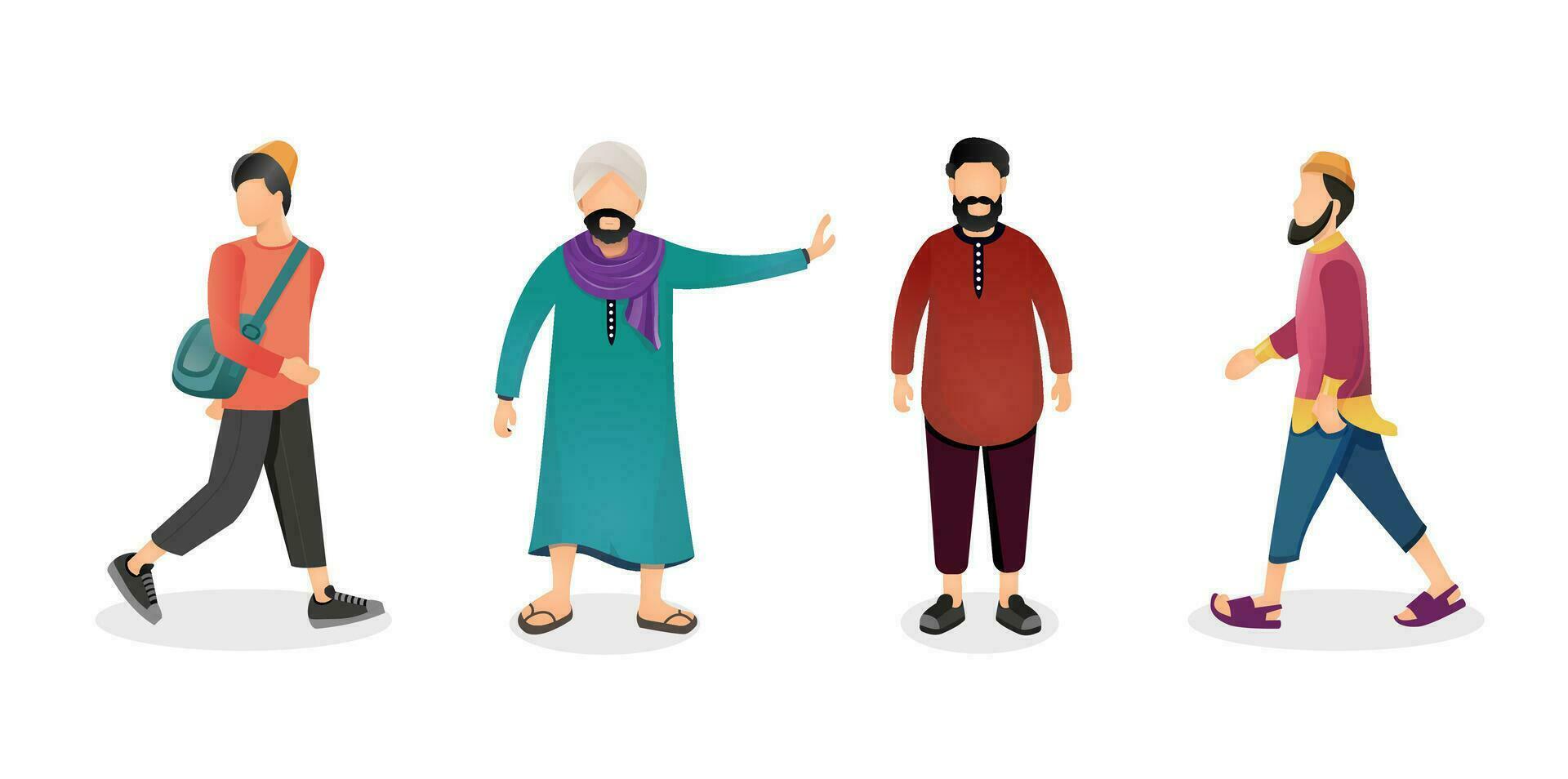 Design characters in Muslim style dresses vector