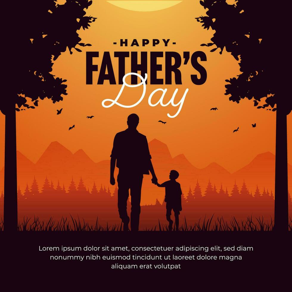 happy fathers day design with father and son holding hand vector
