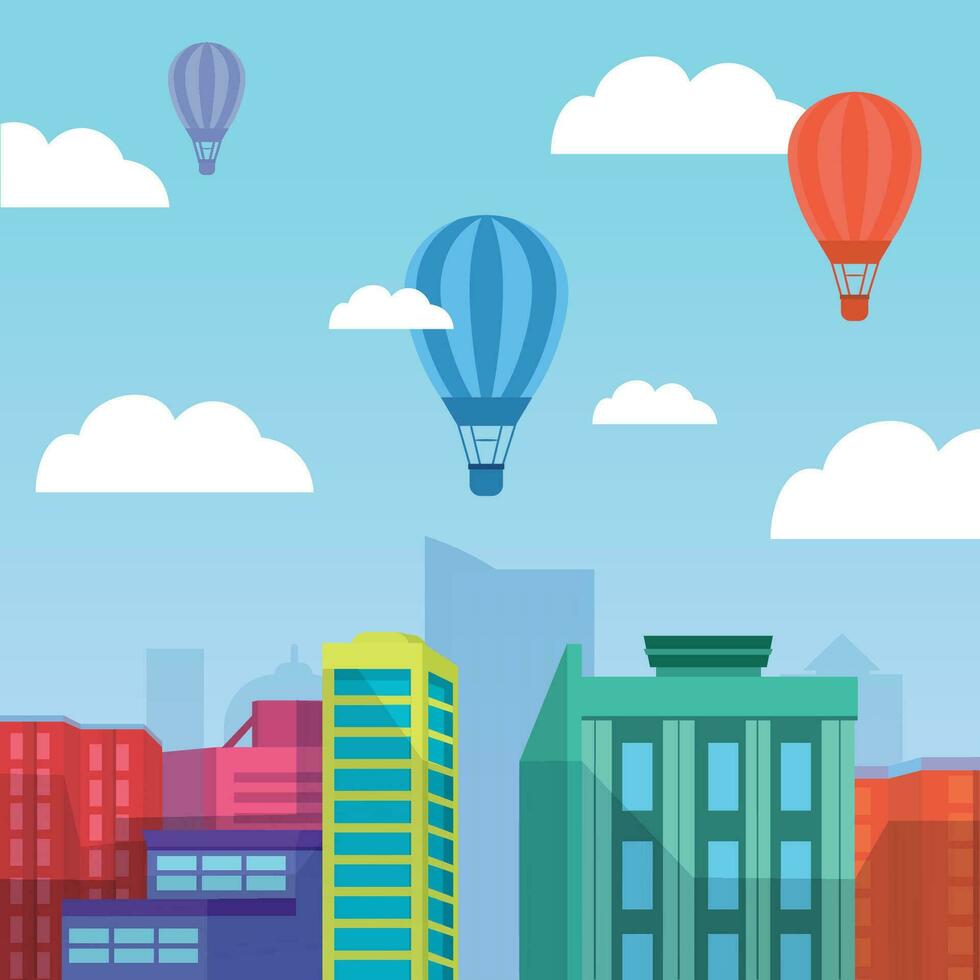 city view design vector. with urban areas and colorful multistory buildings vector