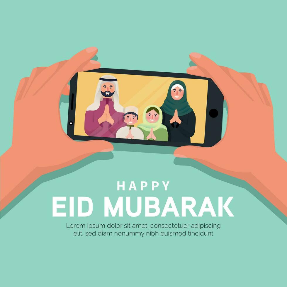Happy Eid Mubarak Family vector