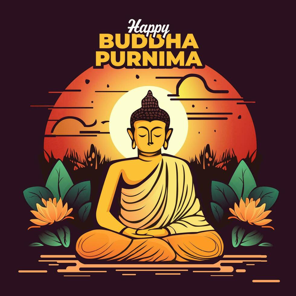 Happy Buddha Purnima social media post design template vector