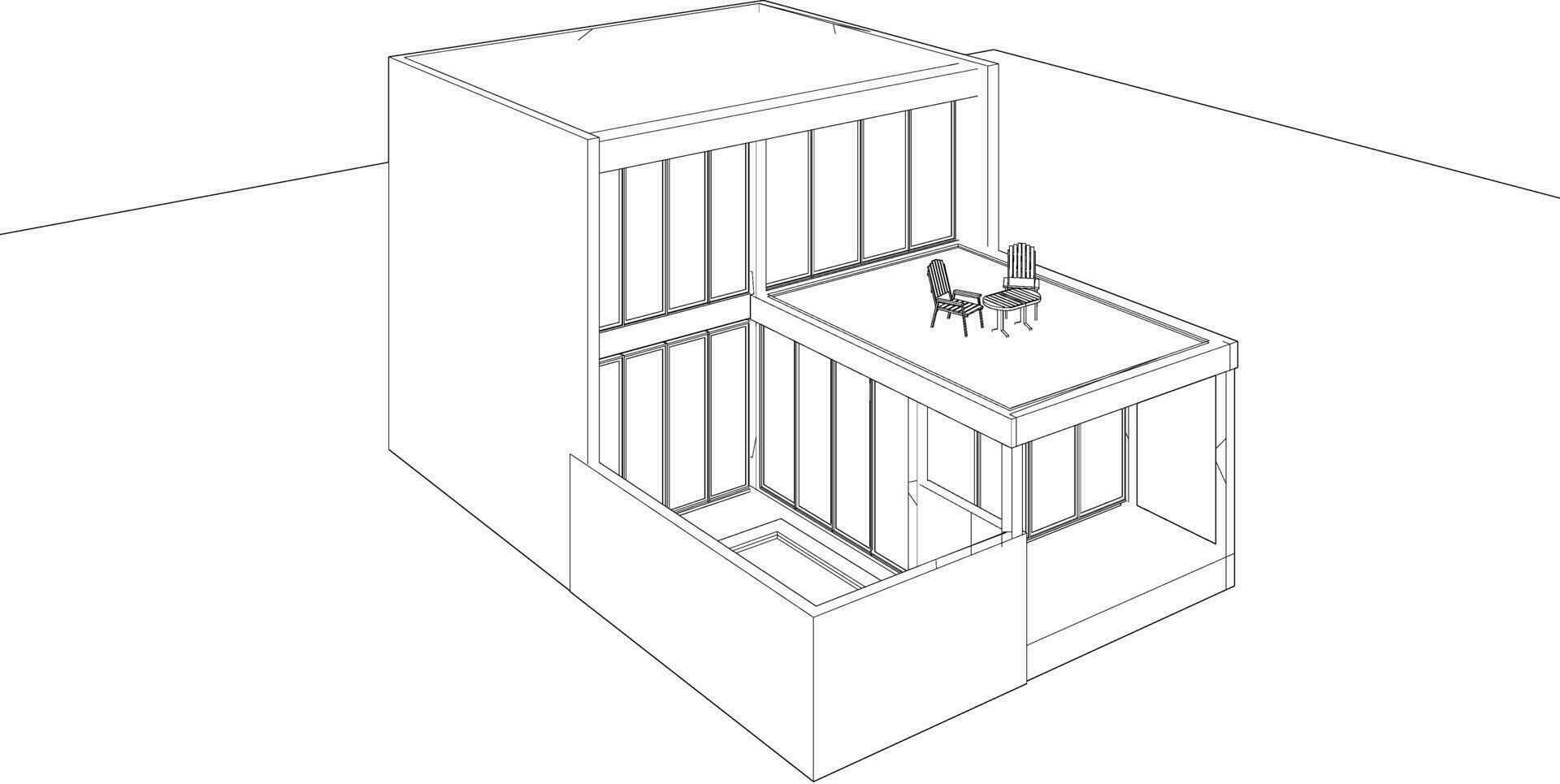 3d ilustración de residencial proyecto vector