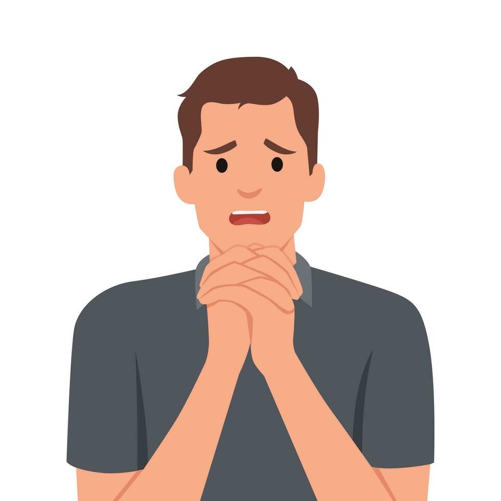 Vector concept illustration of a man feeling sorry.