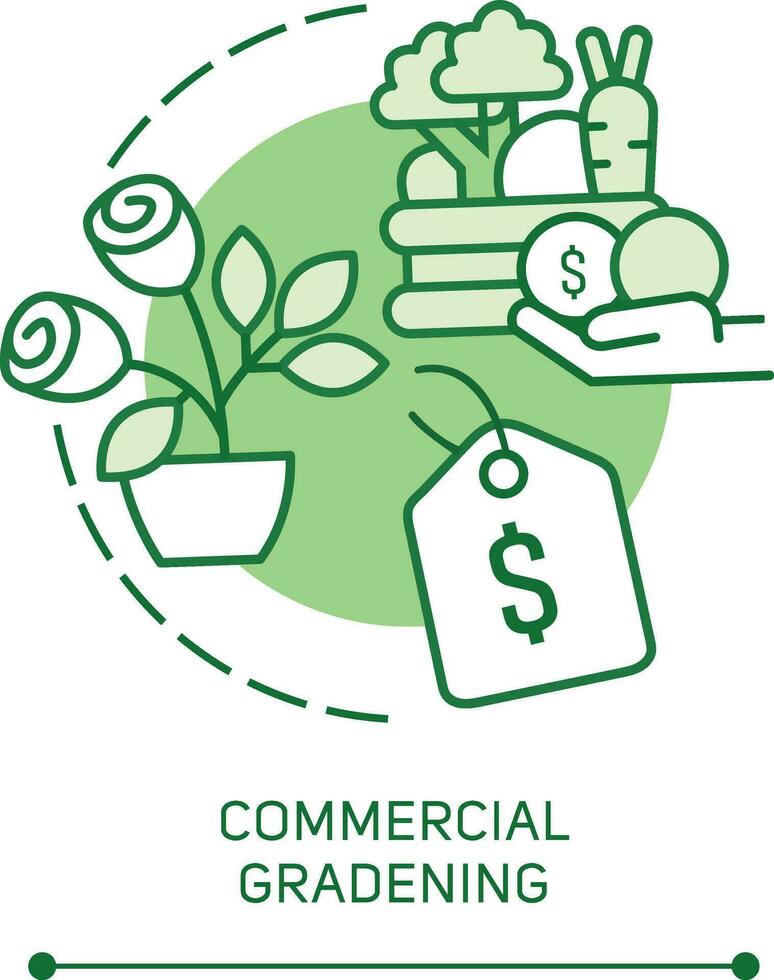 Commercial gardening green icon set vector