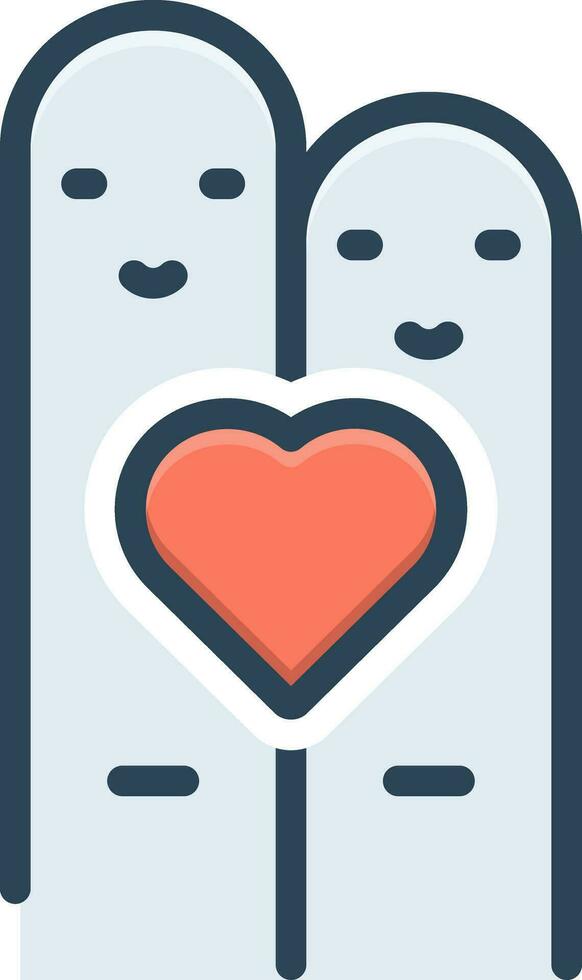color icon for heart on two finger vector