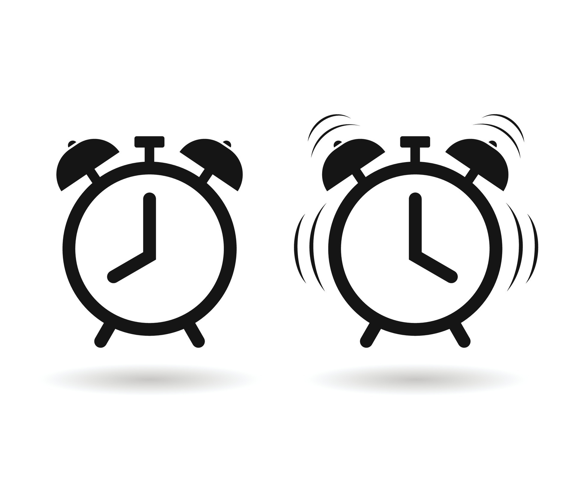 Alarm clock vector icon. Simple outline style, alarm clock ringing icon