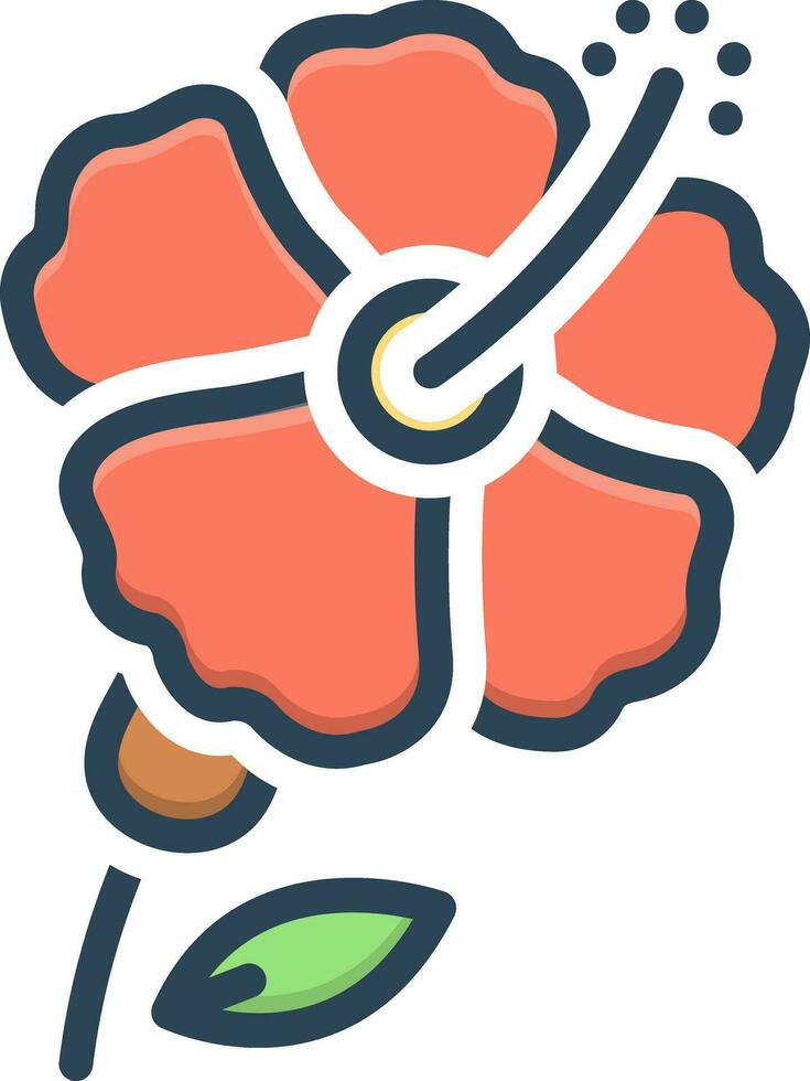 color icon for hibiscus vector