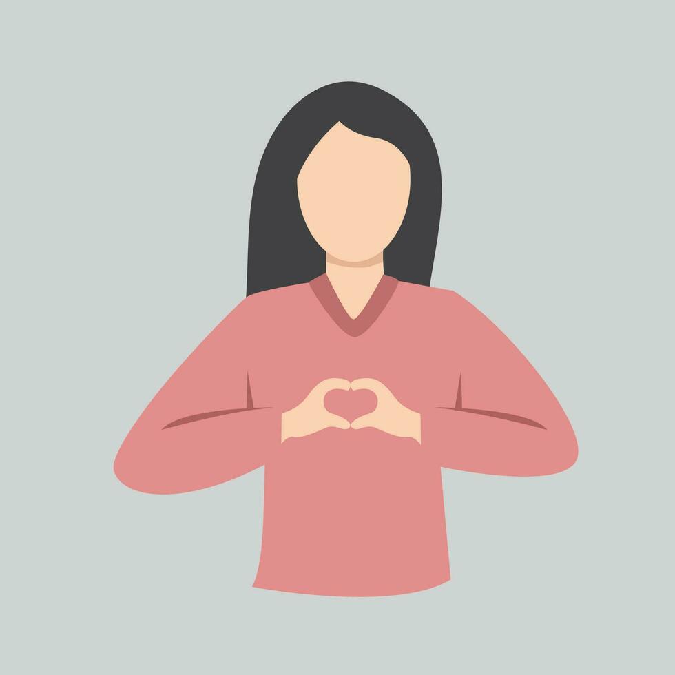 Woman showing heart vector illustration