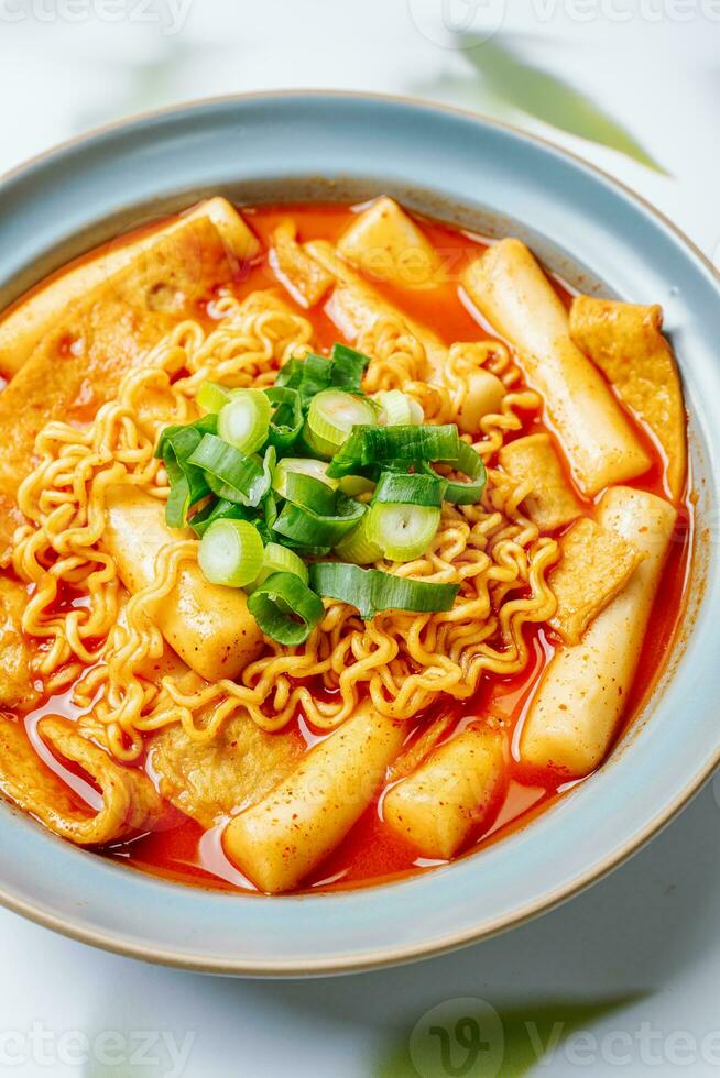 Rabokki, Korean style Stir-fried Instant Noodle. photo