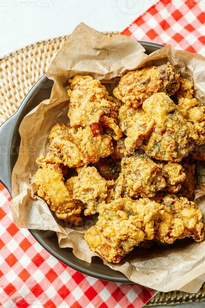 Fried chicken food on a plate photo