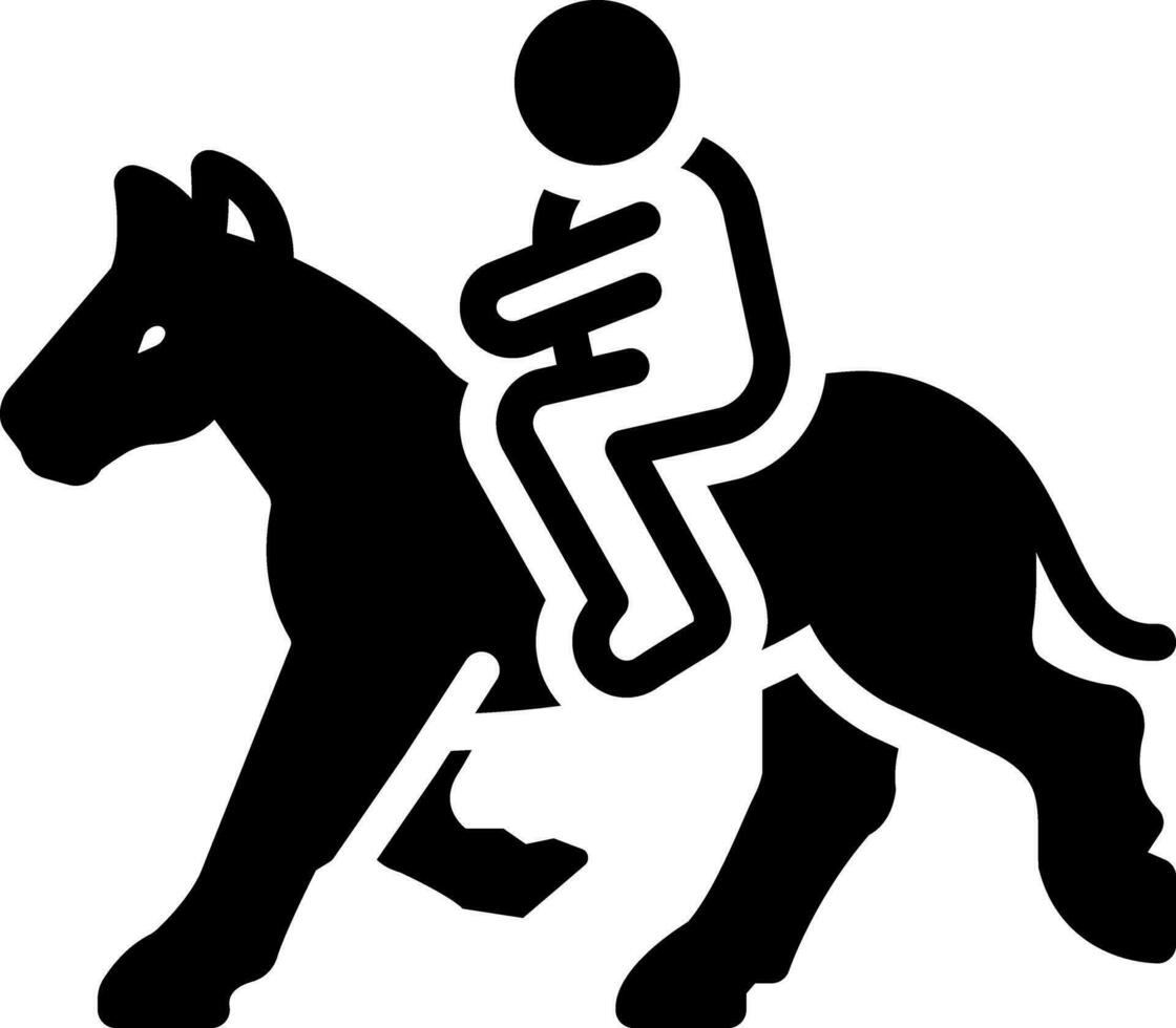 sólido icono para caballo paseo vector