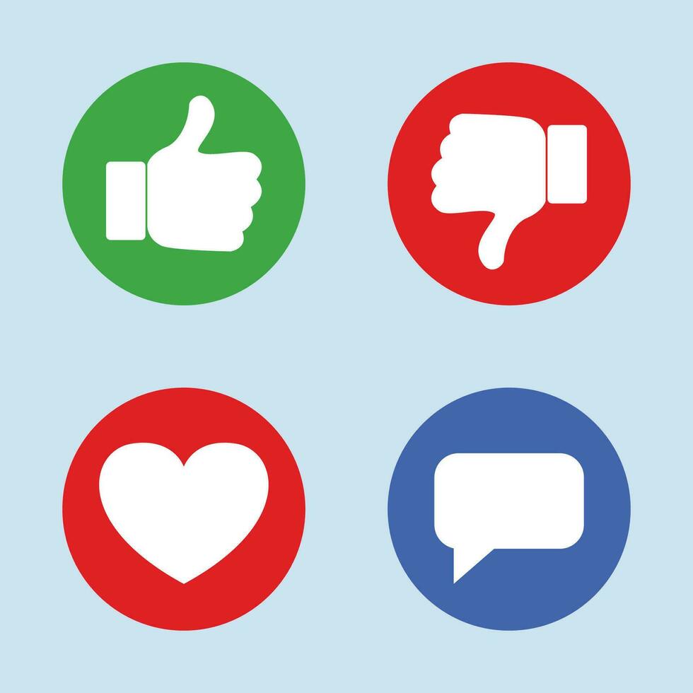 thumbs up, down, Heart and comment symbol vector illustration