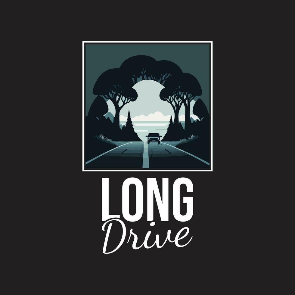 highway t shirt design. long drive illustration t shirt design. vector