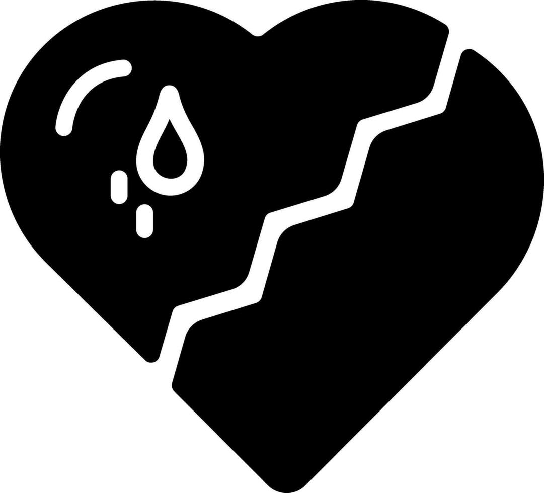 sólido icono para roto corazón vector