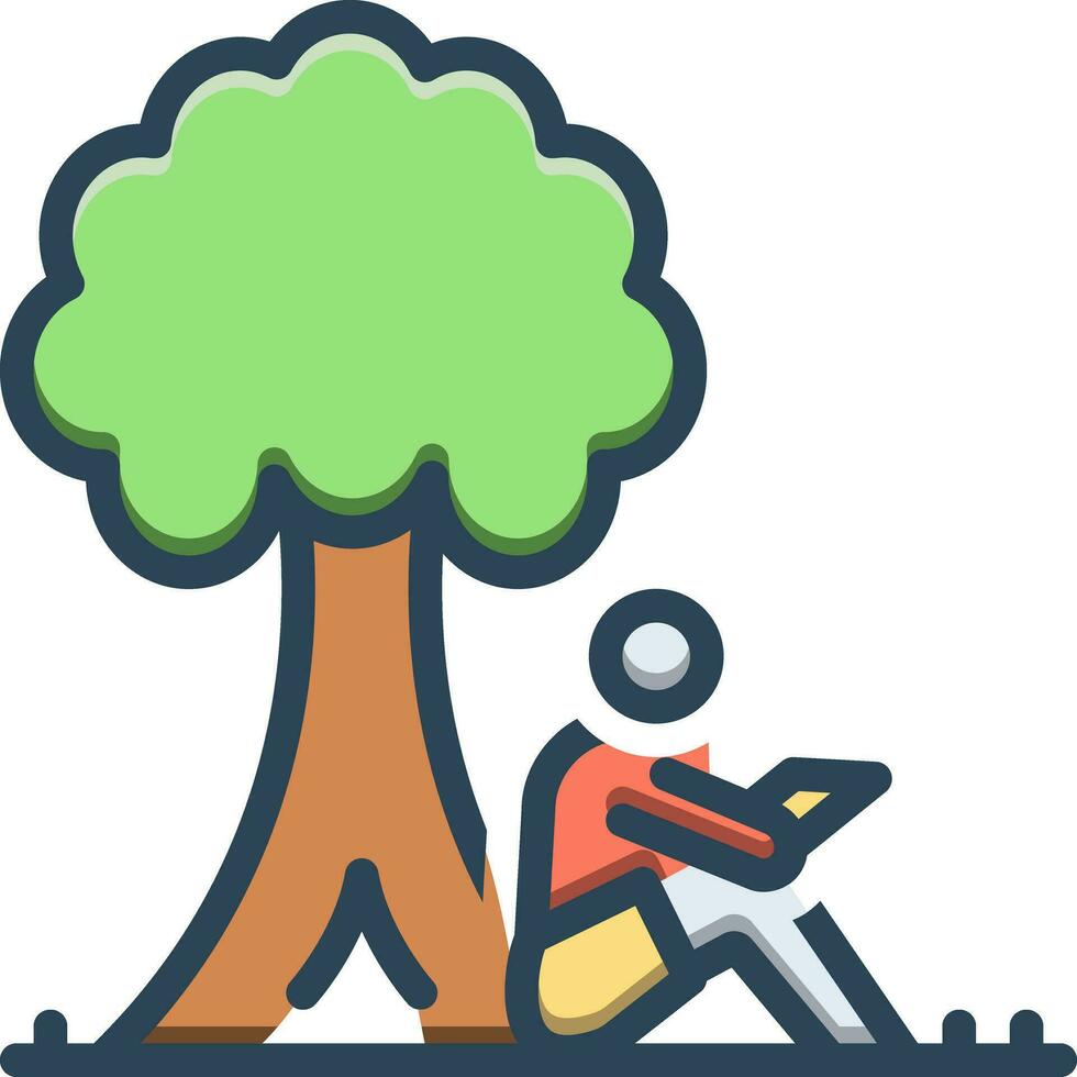 color icon for  read under tree vector