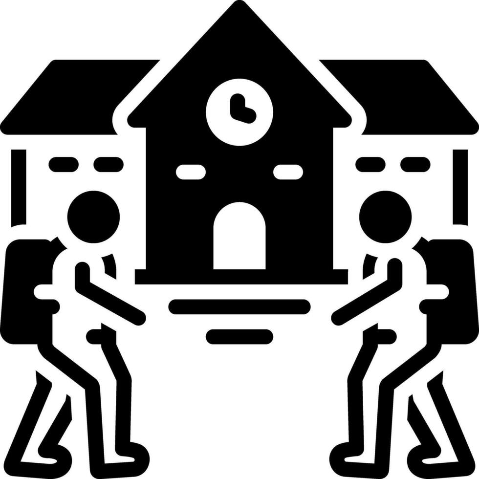 solid icon for students entering in the school vector