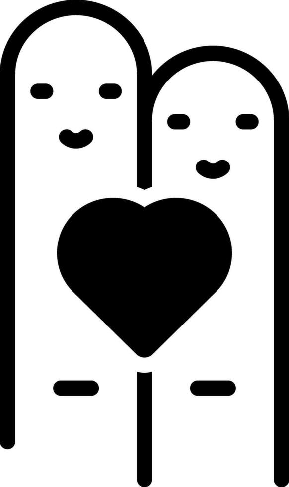 solid icon for heart on two finger vector