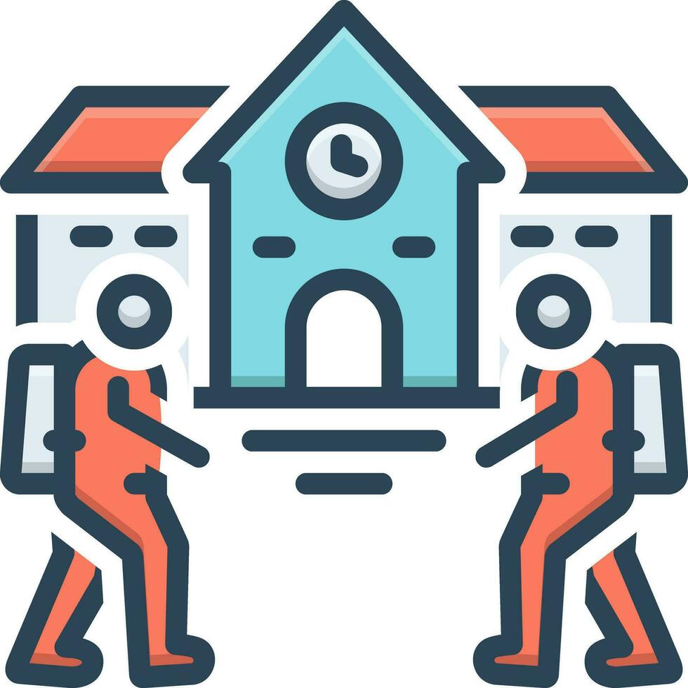 color icon for students entering in the school vector