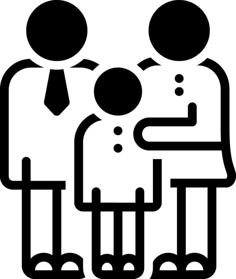 solid icon for parents with kids stick vector