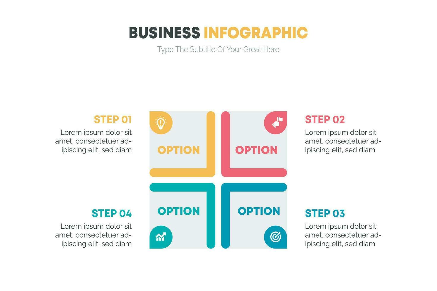 negocio infografía modelo 4 4 paso vector