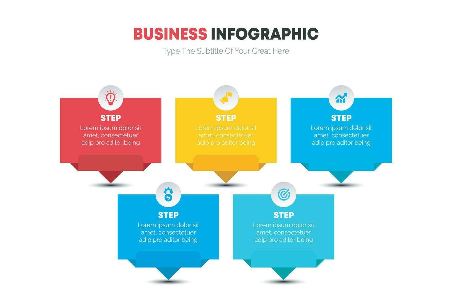 Horizontal infographic design template creative concept with 5 steps vector
