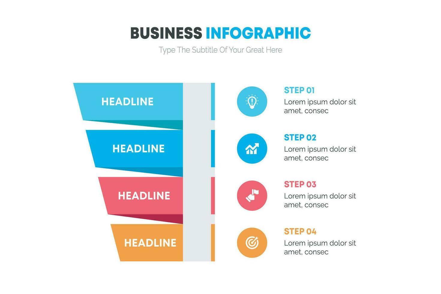 Colorful layout with 4 points of steps or list with arrows, infographic element template vector. vector