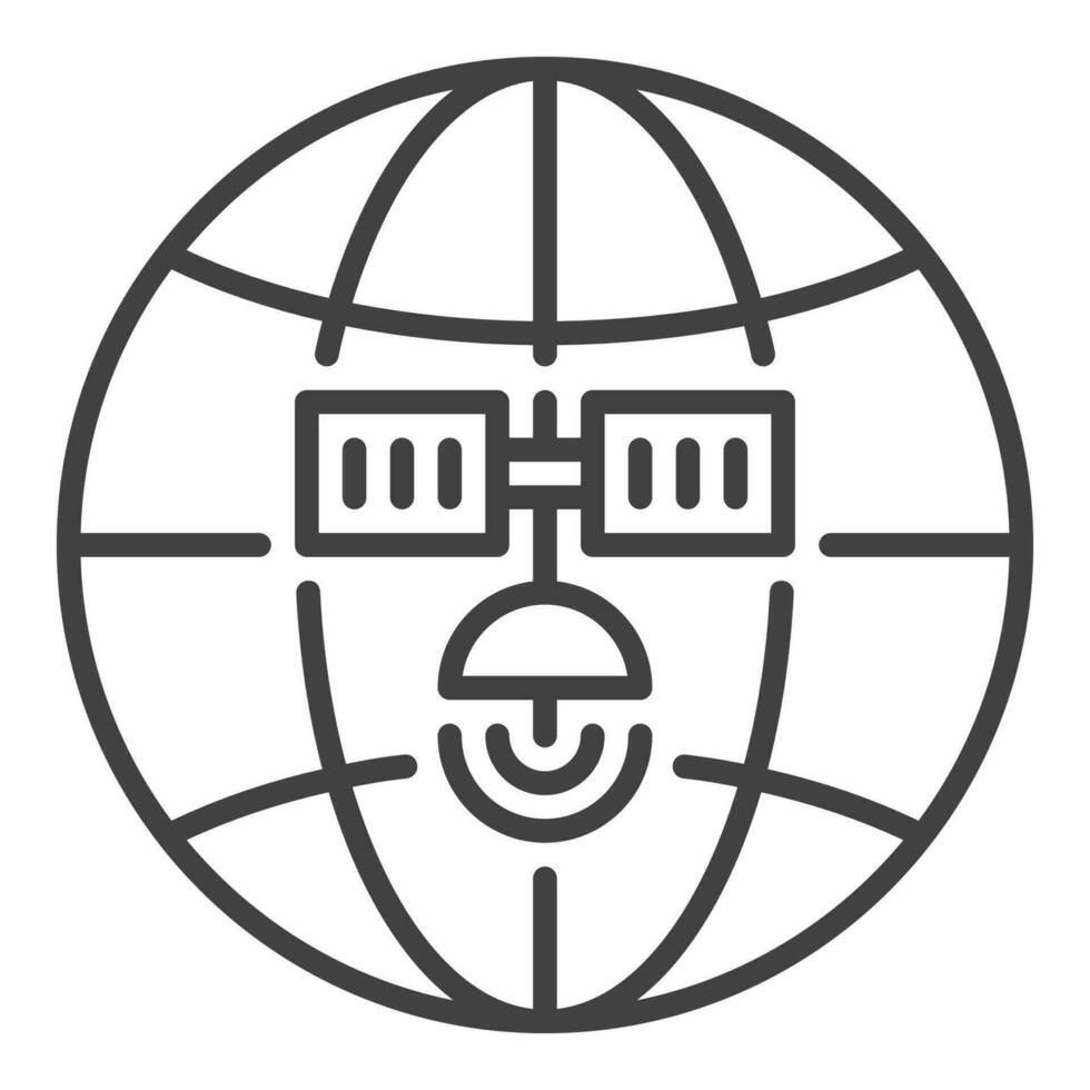 Earth Globe and Satellite vector concept outline icon
