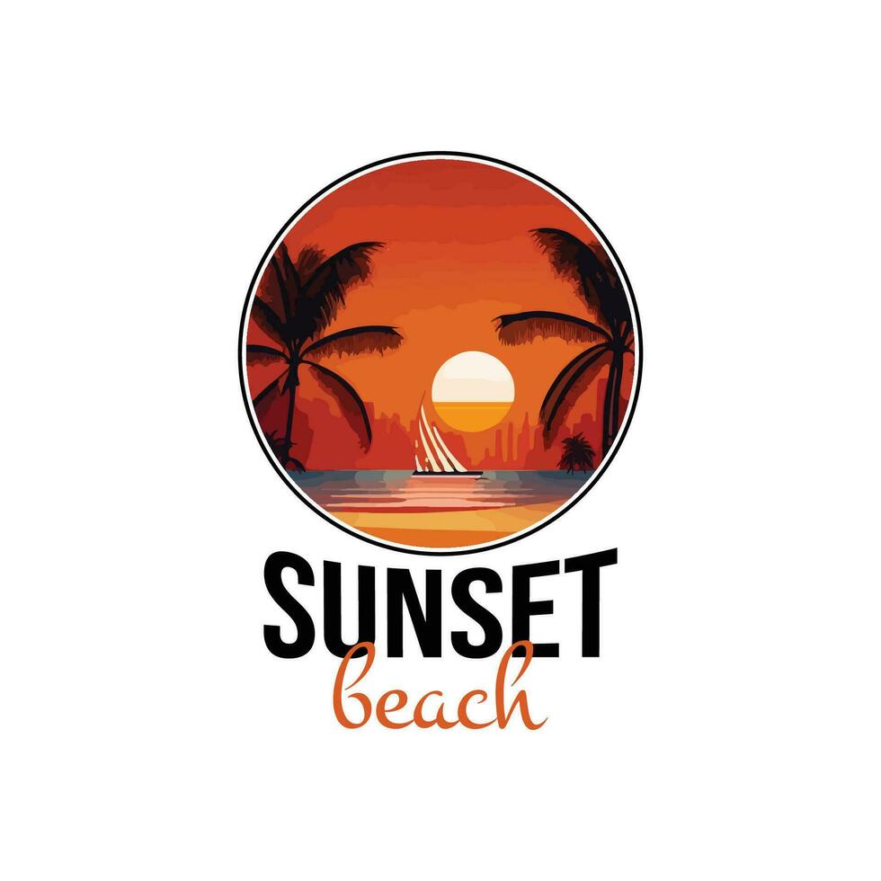 summer beach illustration. summer beach travel graphic t shirt design print template. vector