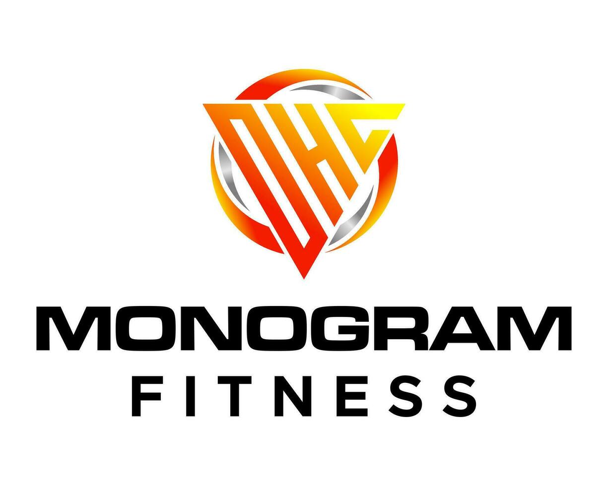 DHC letter monogram bold fitness logo design. vector